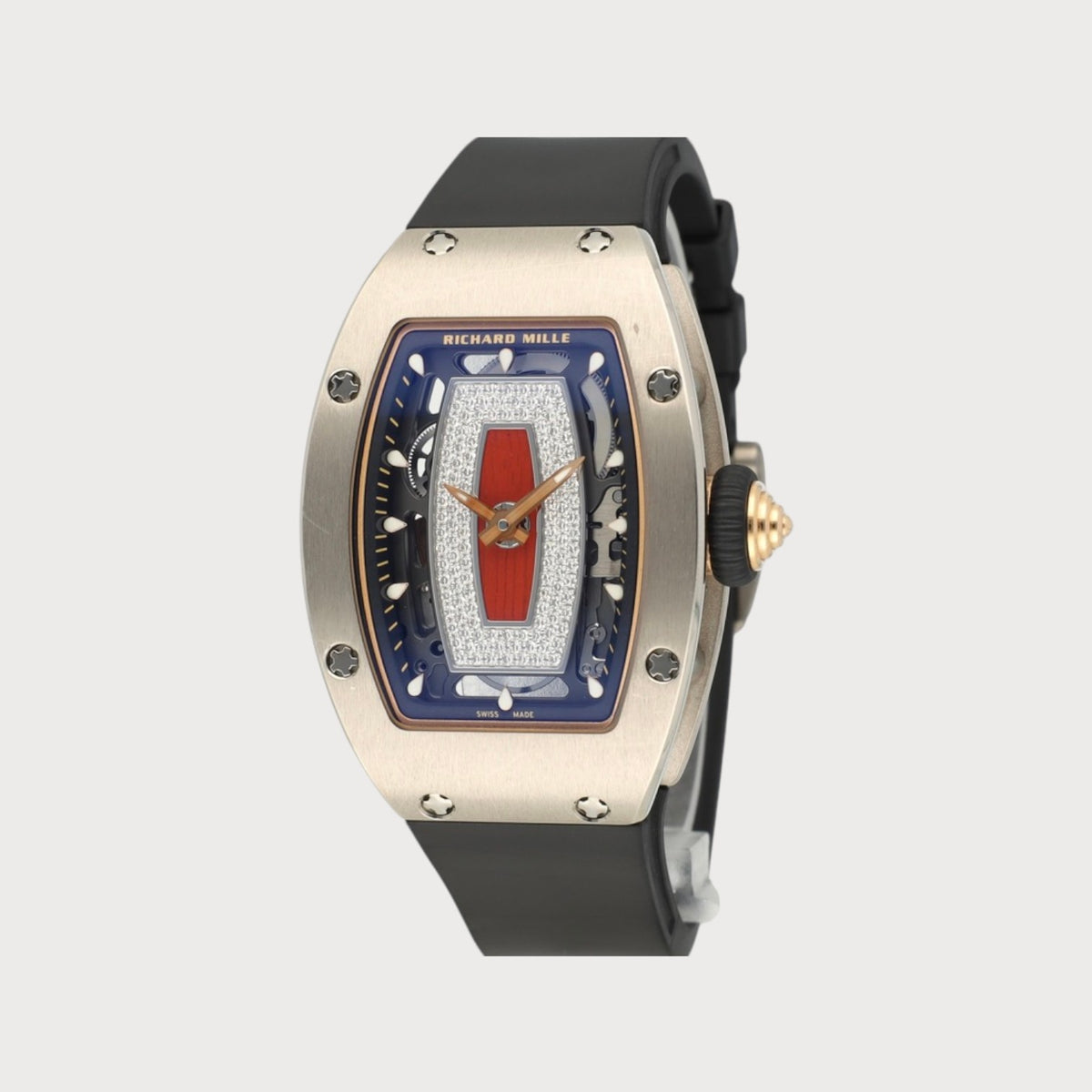 Rm07-01 Plain White Gold Red Lips Diamond Dial