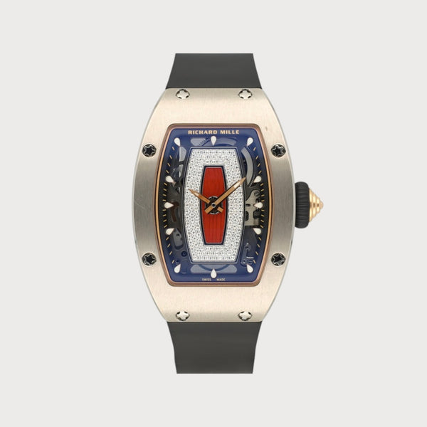 Rm07-01 Plain White Gold Red Lips Diamond Dial